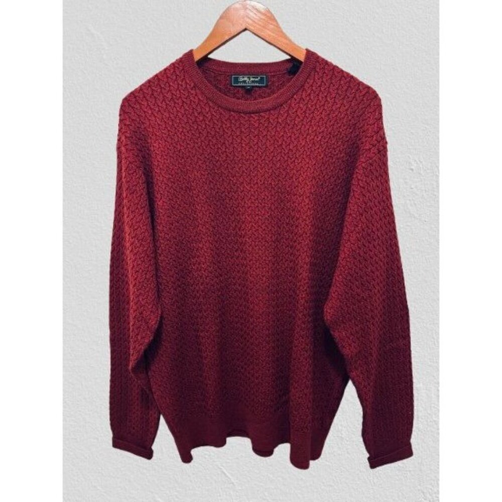 Bobby Jones Crewneck Cable Knit Merino Wool Pullover in Burgundy Size Med